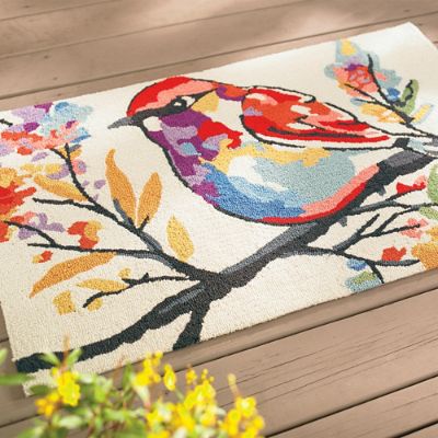 Watercolor Bird Outdoor Mat Grandin Road