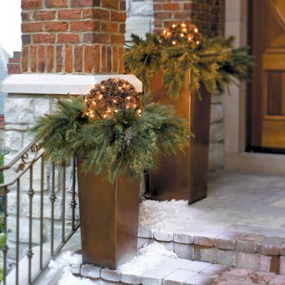 Prelit Pinecone Christmas Greenery Collection Grandin Road