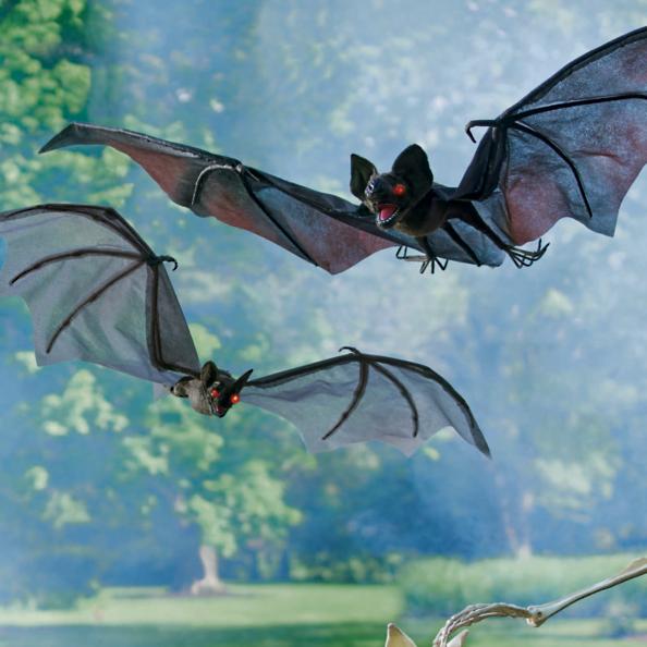Set of Three Halloween Bats with Flashing Eyes