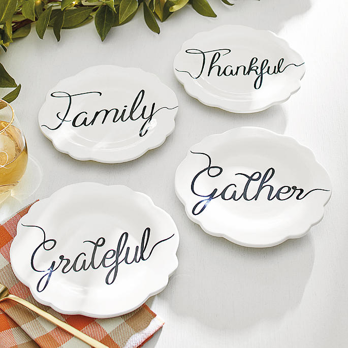 Fall Word Plates, Set of Four