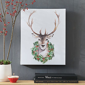 Reindeer with Wreath Canvas