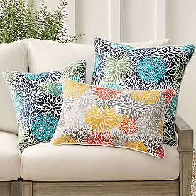 Dahlia Blooms Piped Pillow