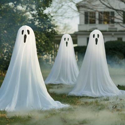 Staked Ghosts with Lights, Set of Three