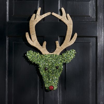 Boxwood Reindeer Swag