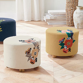 Astrid Embroidered Ottoman