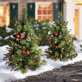 Hadley Holiday Cordless Pathway Tree, Set of Two