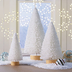 Frosted Bottle Brush Trees, Set of Three