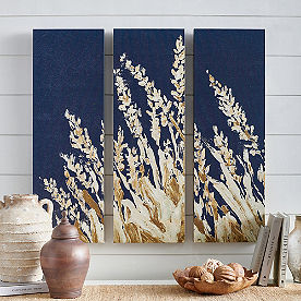 Whispering Wheat Canvases, Set of Three