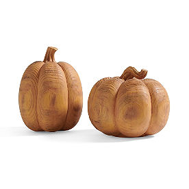 Woodgrain Pumpkins, Set of Two