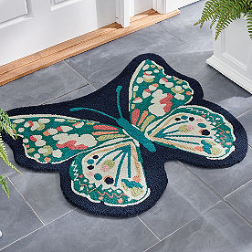 Shaped Butterfly Hooked Door Mat