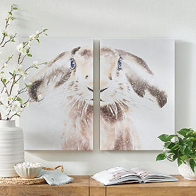 Spring Rabbit Canvases, Set of Two
