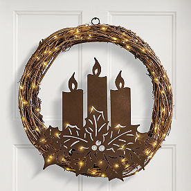Candlelit Christmas Cordless Wreath