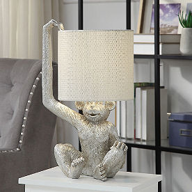 Silver Monkey Table Lamp