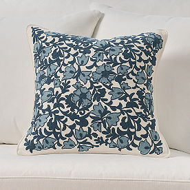 Floret Embroidered Woven Pillow
