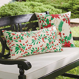 Joyful Poinsettia & Holly Berry Pillows