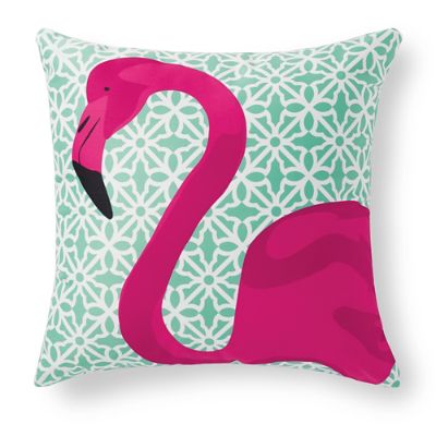 Pretty in Pink Flamingo Outdoor Pillow