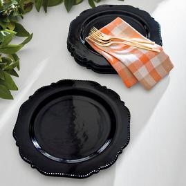 Black Dinner Plates, Set of Four