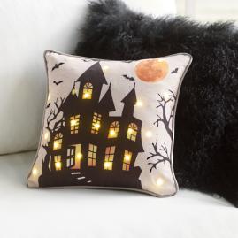 Haunted House Pillow with Lights