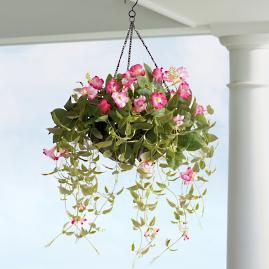 Pre-lit Trumpet Flower Hanging Basket