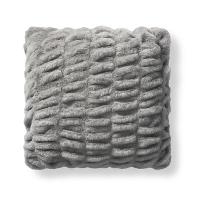 Ruched Faux Fur Pillow - Navy/Square, 18X18 Square - Grandin Road