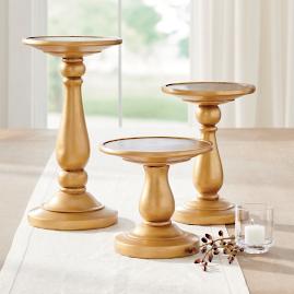 Gold Pedestal Stands, Set of Three