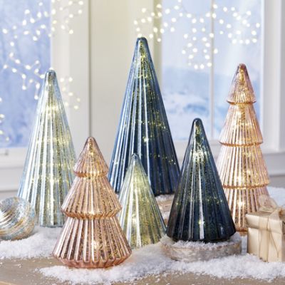 Mercury Glass LED Trees