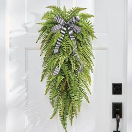 Classic Fern Door Swag with Ribbon