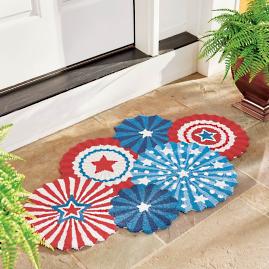 Patriotic Fireworks Hooked Door Mat