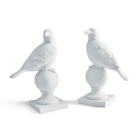 White Raven Statues, Set of Two