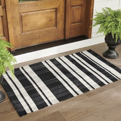 Ameile Cabana Stripe Monogrammed Coco Door Mat - Green, G, 36 x