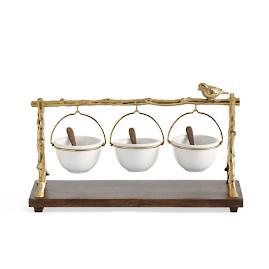 Gold Oak Branch Snack Bowl Stand