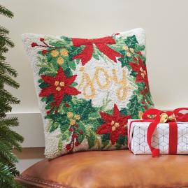 Joy Wreath Hooked Pillow