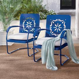 Retro Tile Spring Chair, Set of Two