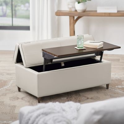 Oxford Lift Top Ottoman - Marbled Dove Gray - Grandin Road