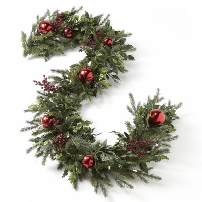 Battery-operated Holly and Berry Christmas Garland - Grandin Road