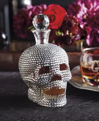 Jeweled Halloween Skull Decanter
