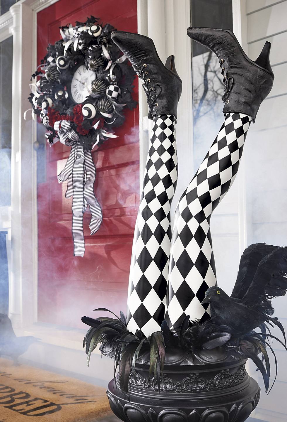 Halloween Harlequin Witch Leg Stakes