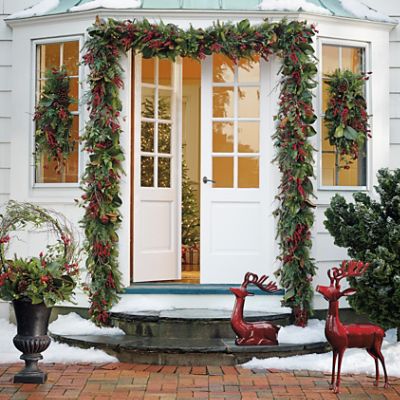 Set of Two Cordless Winter Garden Window Swags - Grandin Road