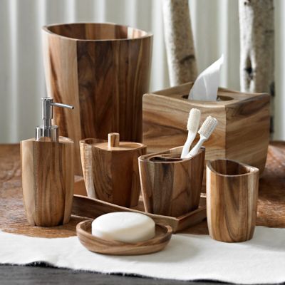 Acacia Wood Bath Accessories Grandin Road